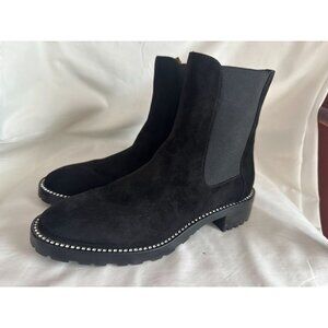 Stuart Weitzman women's Kolbie Shine embellished booties in black suede size 8